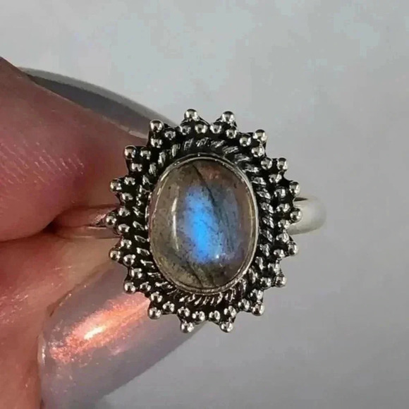 Fiery Labradorite & 925 Sterling Silver Ring NWT - Picture 1 of 5